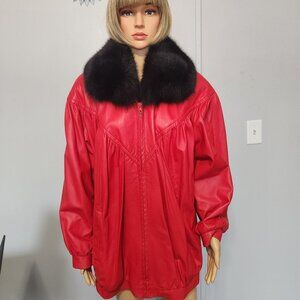 #726 Leather/fox fur jacket